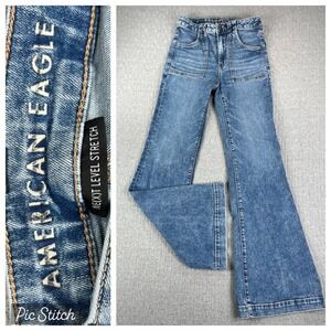 American Eagle Bootcut Flare Jeans Women 2/24X30 Blue‎ Hi-Rise medium wash